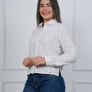 blusa bruna, beige, costado